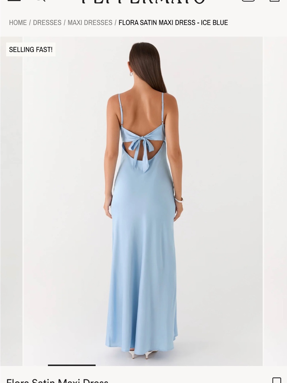 Peppermayo Flora Satin Maxi Dress in Ice Blue NWT Size 4 - Picture 2 of 5